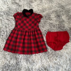 Short sleeve plaid dress with matching diaper cover